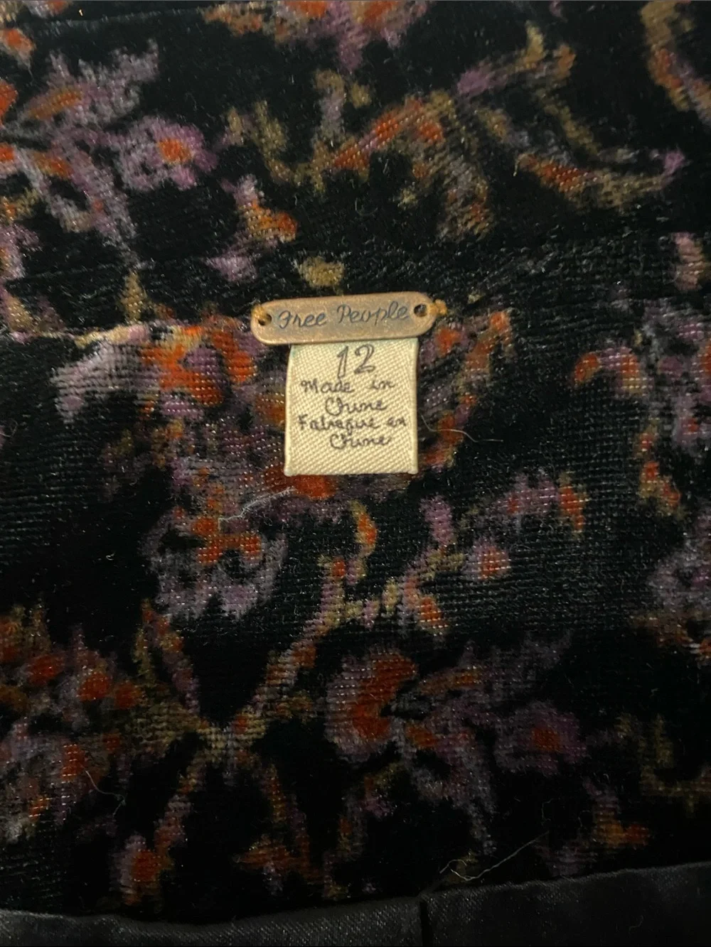 Free People Black Velvet Cropped Floral-Embroidered Jacket - Picture 2 of 7